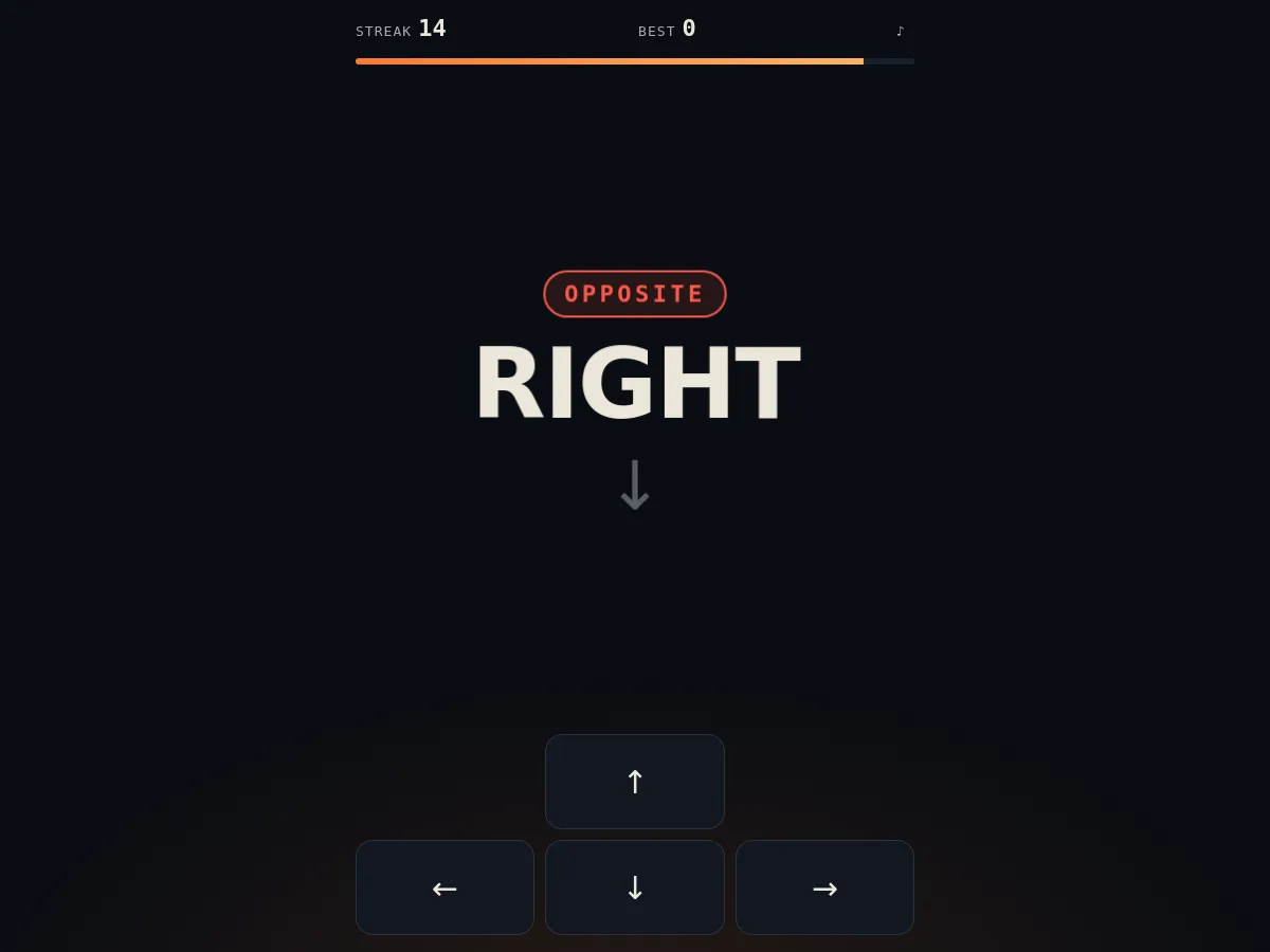 Contrary mid-game, showing the OPPOSITE badge over the word RIGHT