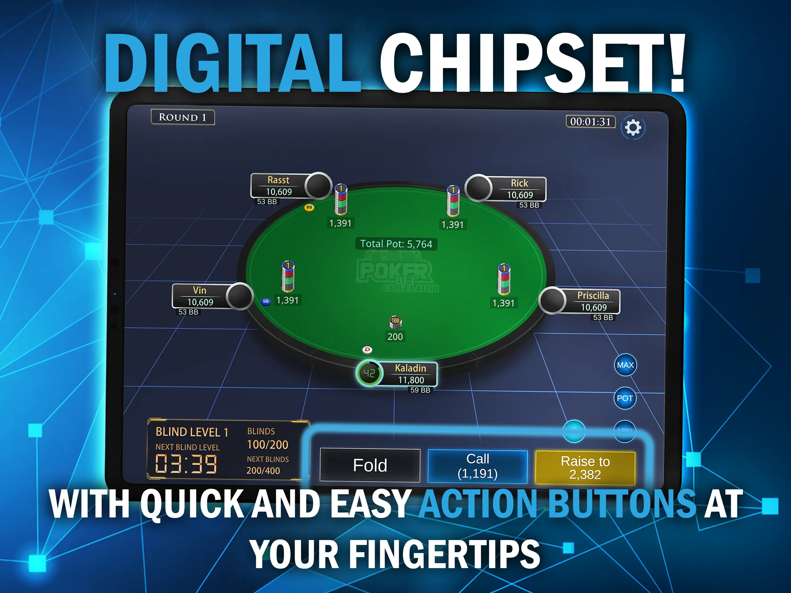 Poker Chip Counter running on an iPad